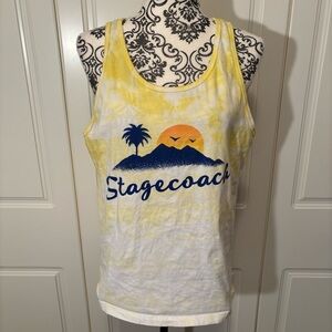 STAGECOACH Festival Yellow and White tie dye tank top size medium